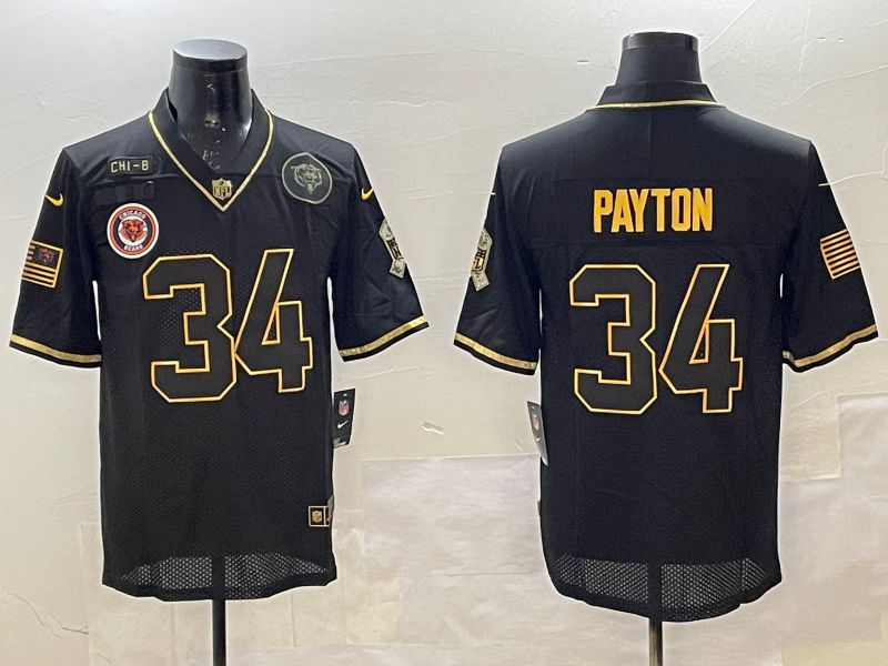 Men Chicago Bears #34 Payton Black Gold 2025 Nike Limited NFL Jersey style 3